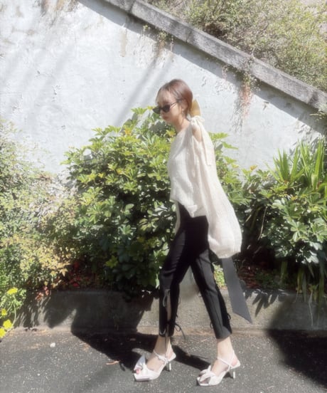 【IceWhite】ショルダーリボンモヘアニット/Shoulder Ribbon Mohair Knit