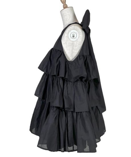 【Black】ティアードバルーンチュニックワンピース / Tiered Balloon Tunic One-Piece
