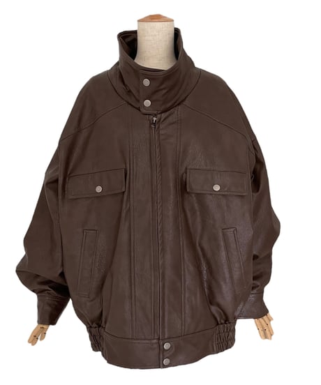 ウォッシュレザーブルゾン /Faux Leather Blouson