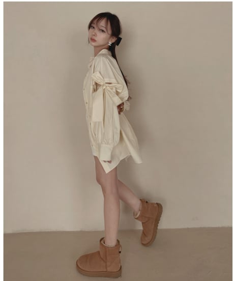 ショルダーリボンボーイフレンドシャツ (キャミワンピセット) / Shoulder Ribbon BoyFriend Shirts