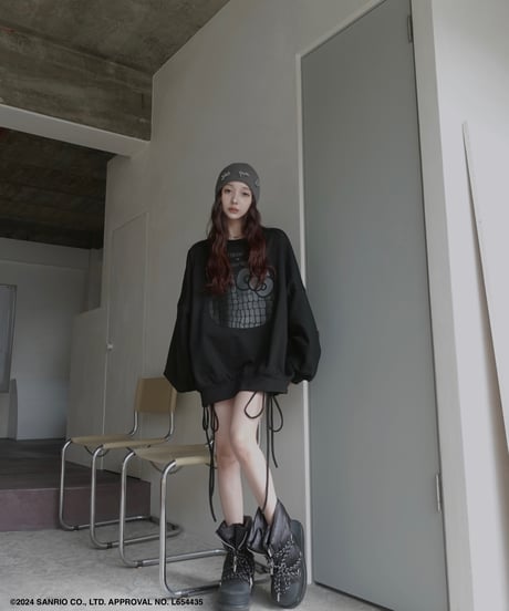 【Black】♡ Croco Kitty ♡ ボリュームスリーブスウェットトップ / ♡Croco Kitty♡ Volume Sleeve Sweat Top