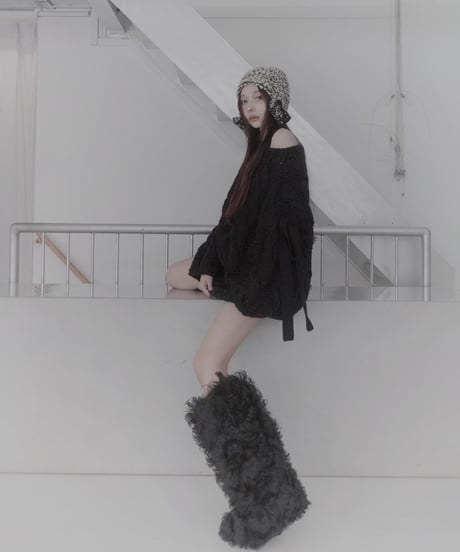 ハンドニッティングケーブルリボンニット/Hand-knitted Cable Ribbon Knit