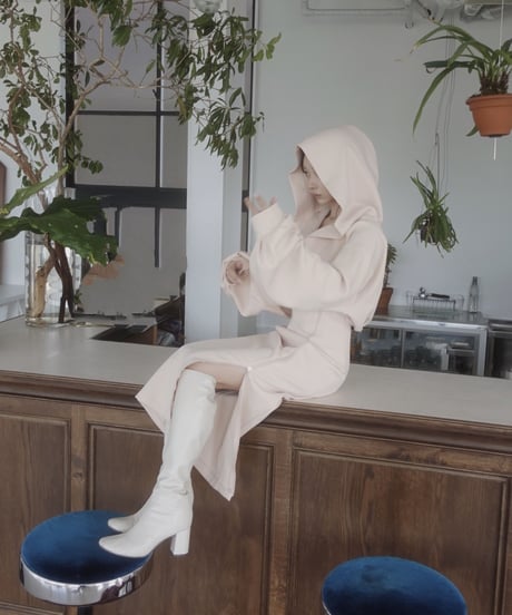 ボンディングジップスリットフードワンピース / Bonding Zip-Slit Hood One-Piece