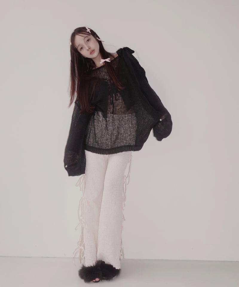 サイドリボンフレアパンツ / Side Ribbon Flare Pants | FICTIO