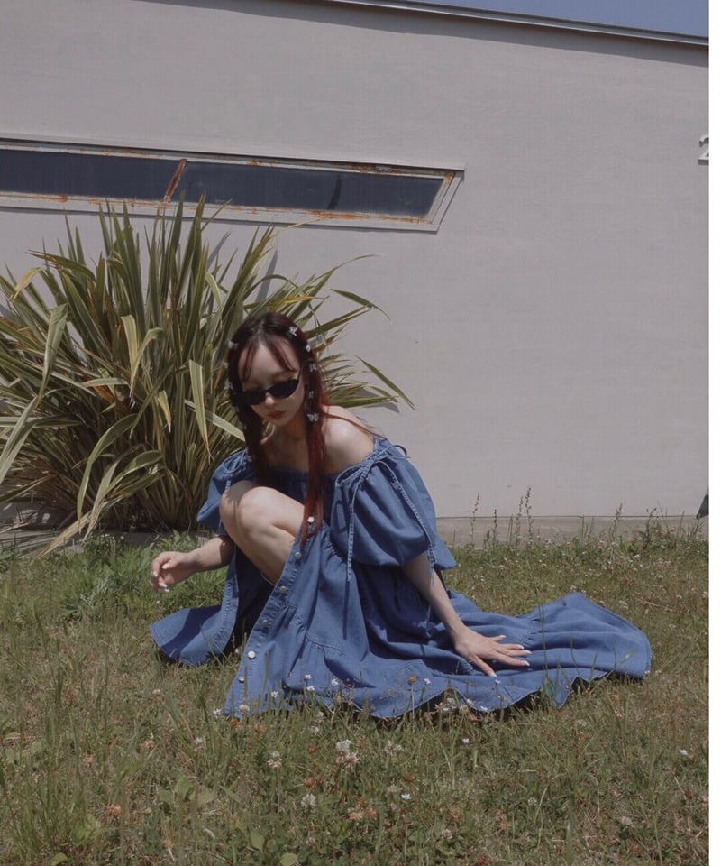 バックリボンデニムティアードスカート　fiction tokyo バックリボンデニムティアードスカート / Back Ribbon Denim