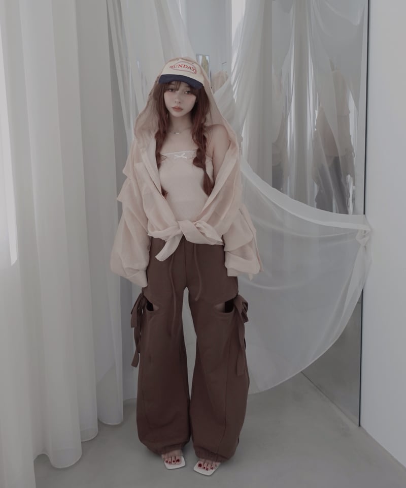 Sheer Peach】サイドカットフードシャツ/Side Cutting Hooded S