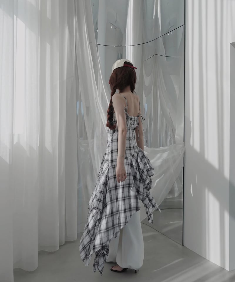 White】レイヤードチェックワンピース / Layered Check Dress | F