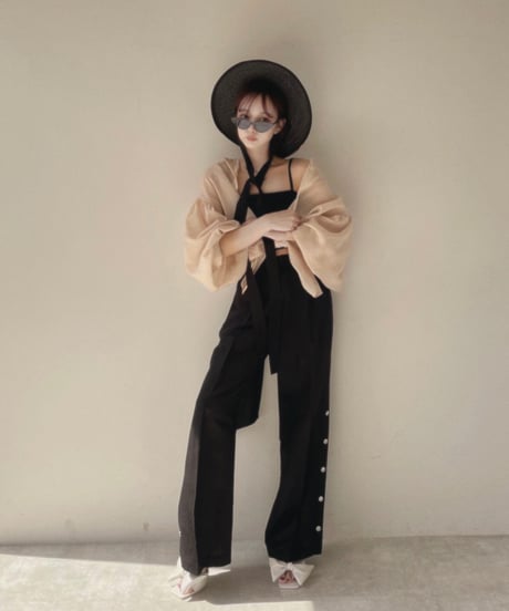 バックリボンサイドスリットパンツ /Back Ribbon Side Slit Pants