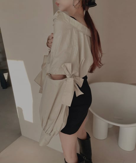 ショルダーリボンボーイフレンドシャツ (キャミワンピセット) / Shoulder Ribbon BoyFriend Shirts