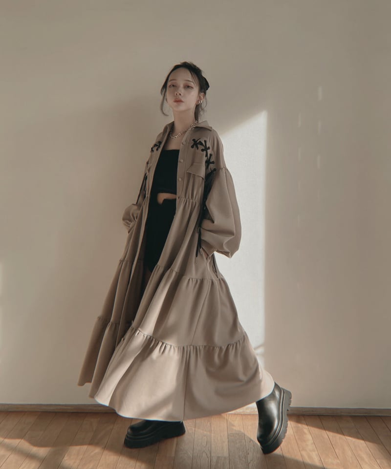 レースアップミリタリーガウンワンピース / LACE UP Military