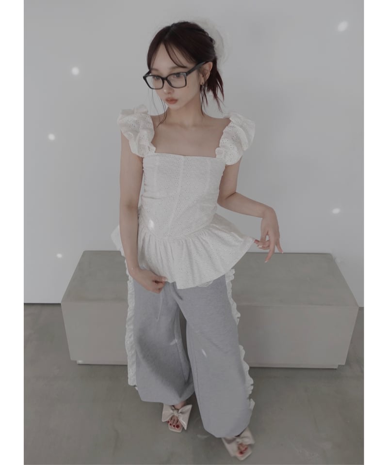 fiction tokyo コットンレーストップ+ビッグシュシュ Black】コットンレーストップ(+ビッグシュシュ）/ CottonLace