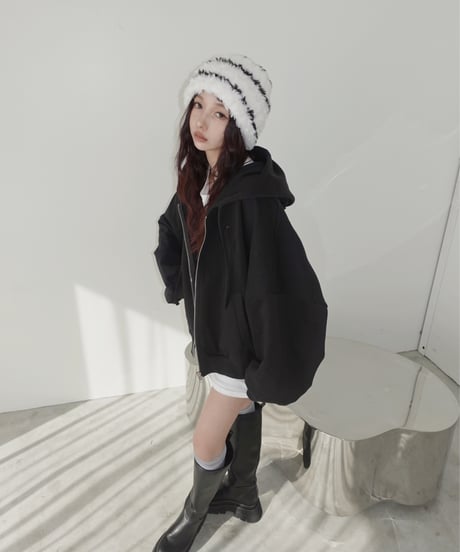 【Black】ハートジップアップフーディー /Heart Zip-up Hoodie