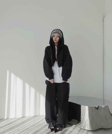 【Black】ハートジップアップフーディー /Heart Zip-up Hoodie