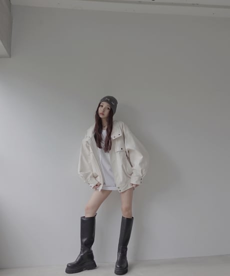 ウォッシュレザーブルゾン /Faux Leather Blouson