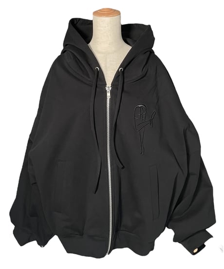 【Black】ハートジップアップフーディー /Heart Zip-up Hoodie