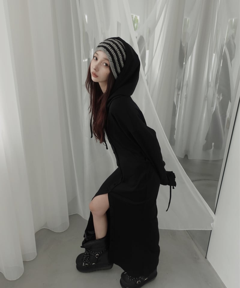 フードロングワンピース/Hooded Long One-Piece | FICTION TOK