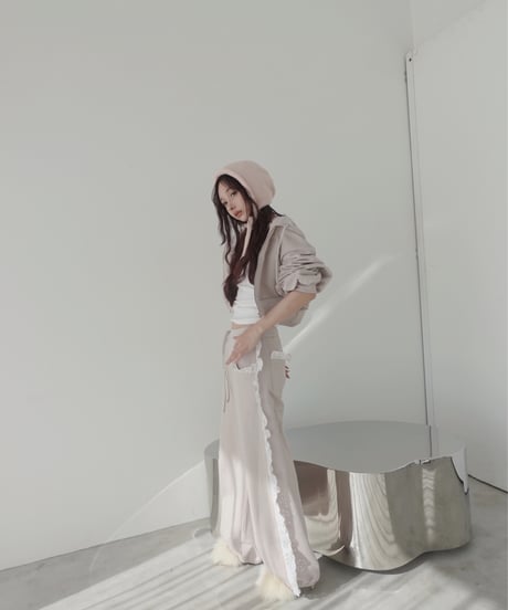 【PinkBeige】ハートジップアップフーディー /Heart Zip-up Hoodie