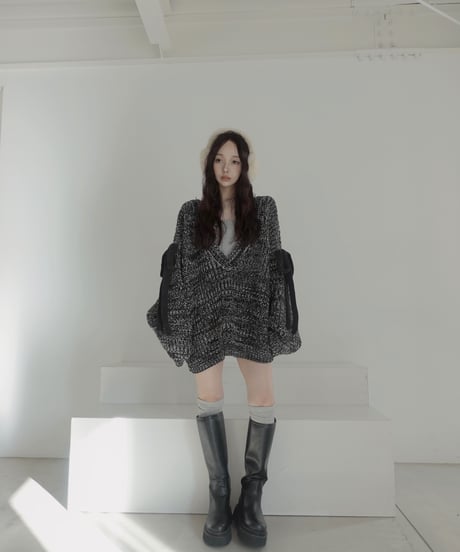 【❤︎MelangeBlack❤︎】ホリデーリボンニット / Holiday Ribbon Knit