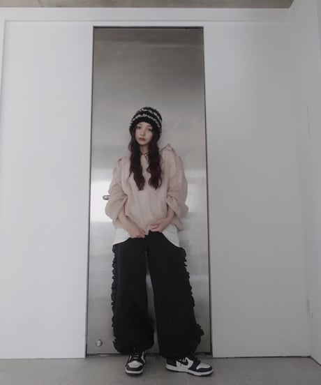 【BabyPink】ショルダーリボンモヘアニット/Shoulder Ribbon Mohair Knit