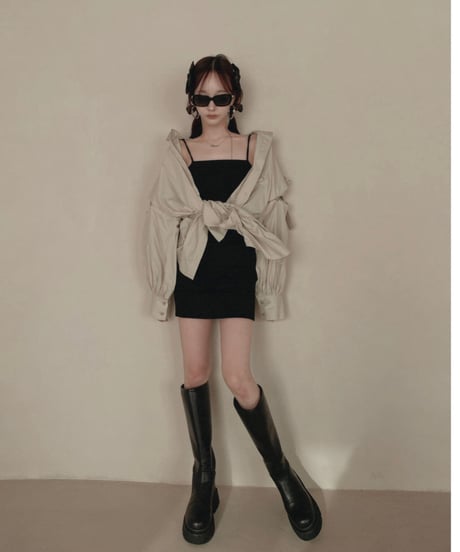 ショルダーリボンボーイフレンドシャツ (キャミワンピセット) / Shoulder Ribbon BoyFriend Shirts