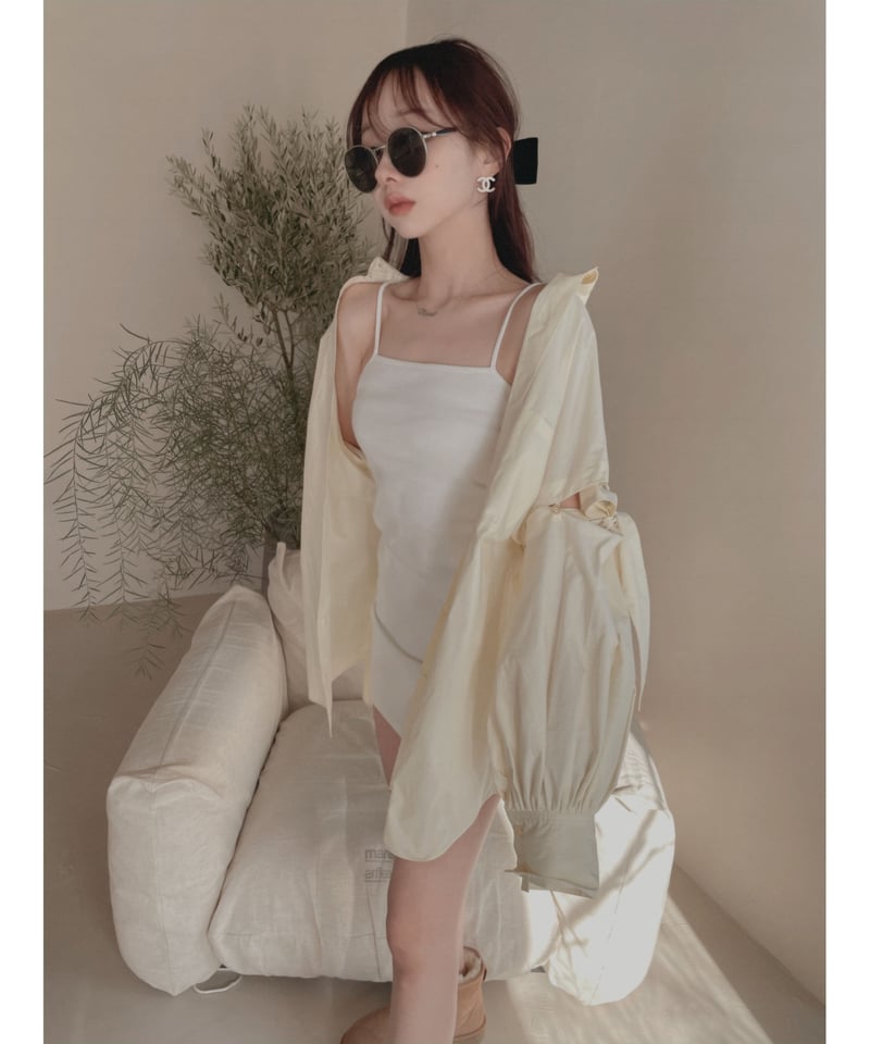 ショルダーリボンボーイフレンドシャツ (キャミワンピセット ショルダーリボンボーイフレンドシャツ (キャミワンピセット