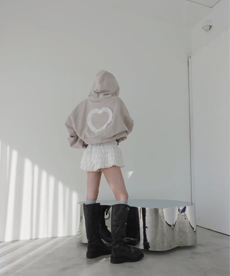【PinkBeige】ハートジップアップフーディー /Heart Zip-up Hoodie