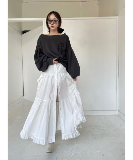2サイドスリット カーゴポケット ティアードスカート / Both Side Slit Cargo Pocket Tiered Skirt
