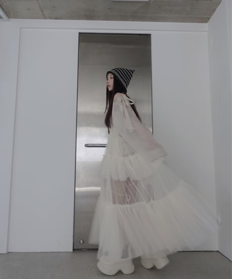 【IceWhite】ショルダーリボンモヘアニット/Shoulder Ribbon Mohair Knit