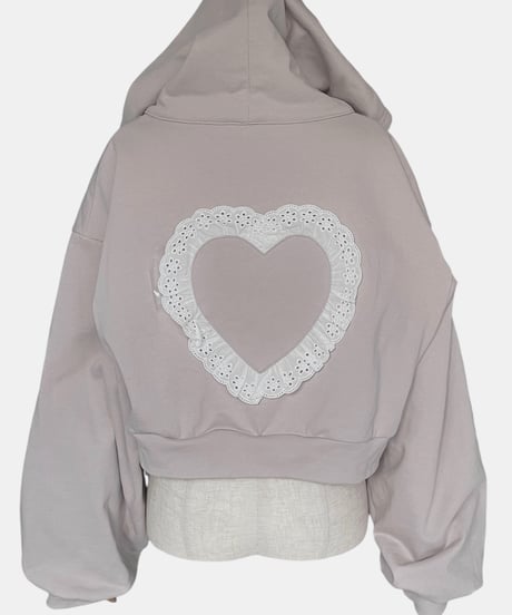 【PinkBeige】ハートジップアップフーディー /Heart Zip-up Hoodie