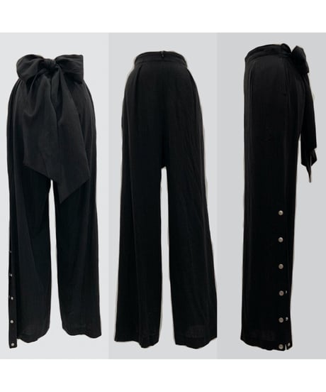 バックリボンサイドスリットパンツ　Back Ribbon Side Slit Pants