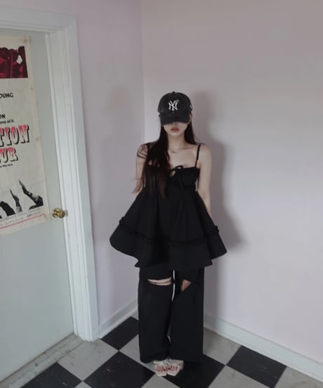 ［Black］キャミソールチュニックドレス /Camisole Tunic Dress