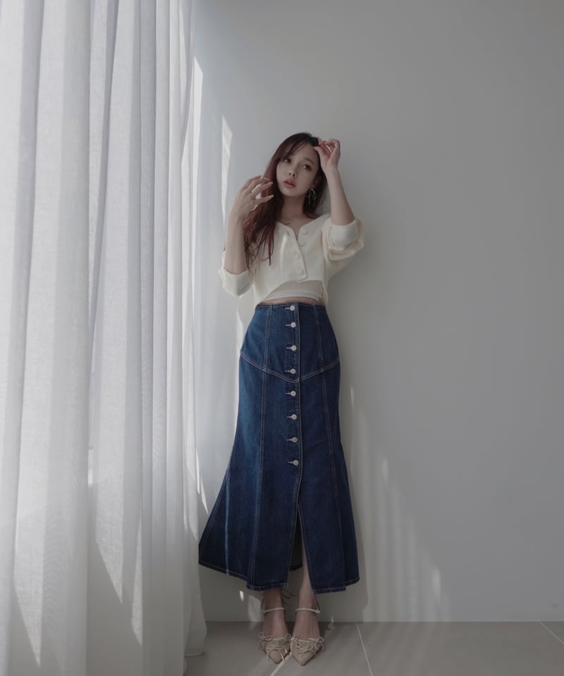 デニムフレアスカート /Denim Flare Skirt | FICTION TOKYO O デニムフレアスカート /Denim Flare Skirt | FICTION TOKYO O