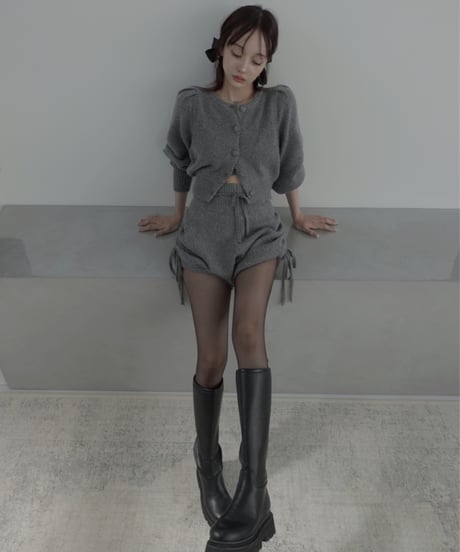 サイドリボンニットショートパンツ /Side Ribbon Knit Short Pants
