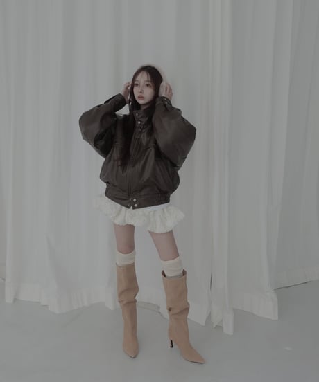 ウォッシュレザーブルゾン /Faux Leather Blouson
