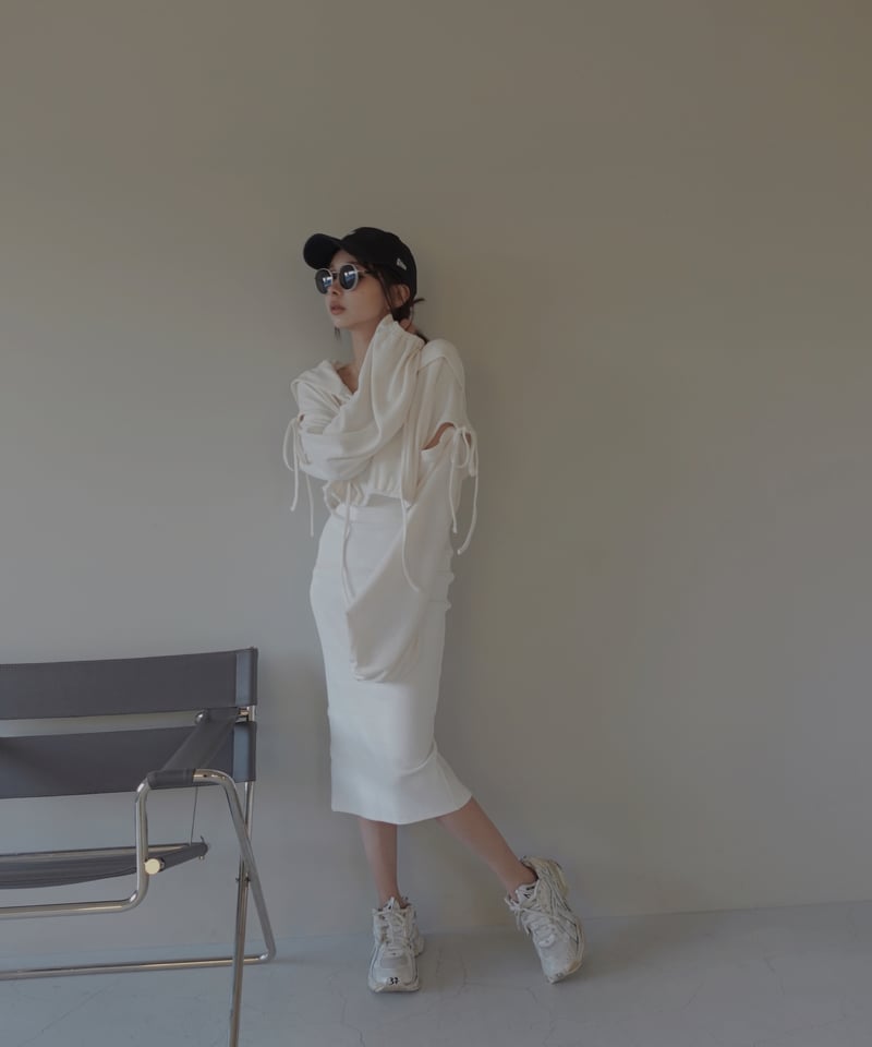 レースアップビッグシルエットフーディ　fiction tokyo レースアップビッグシルエットフーディ/Race-up Oversized