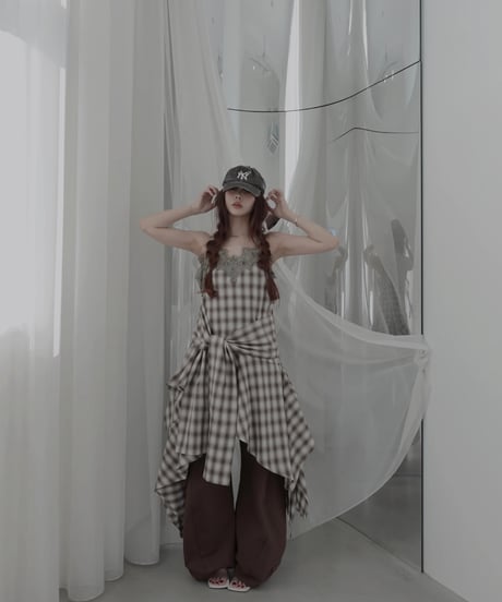 【Mocha】レイヤードチェックワンピース / Layered Check Dress