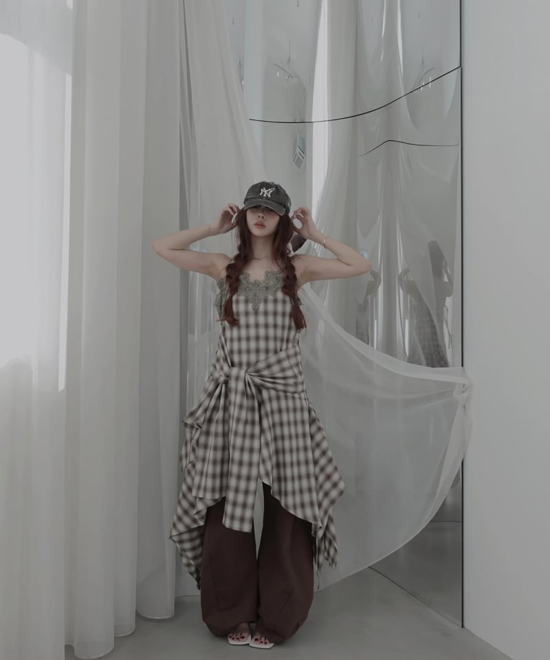 Mocha】レイヤードチェックワンピース / Layered Check Dress | F