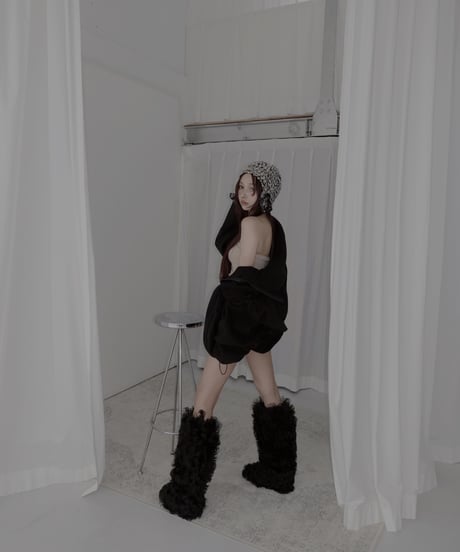 【Black】ダブルジップフリルフリース /Double Zip Frill Fleece