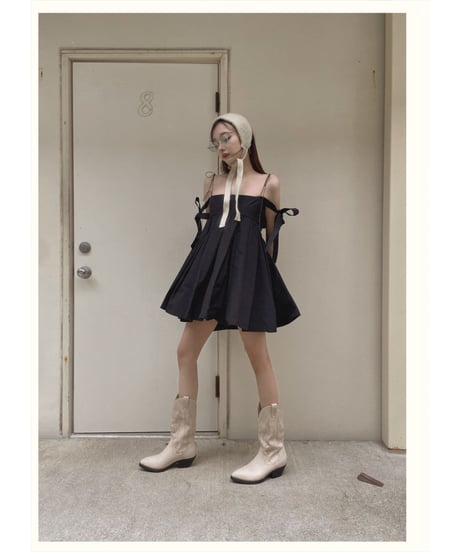 ダブルスカートリボンミニドレス / Double Skirt Ribbon Mini Dress