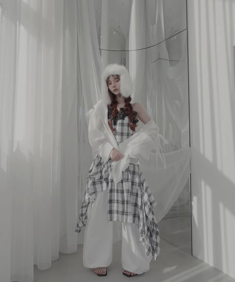 【White】レイヤードチェックワンピース / Layered Check Dress
