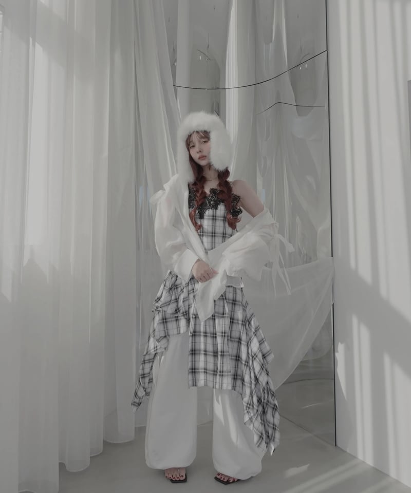 White】レイヤードチェックワンピース / Layered Check Dress | F