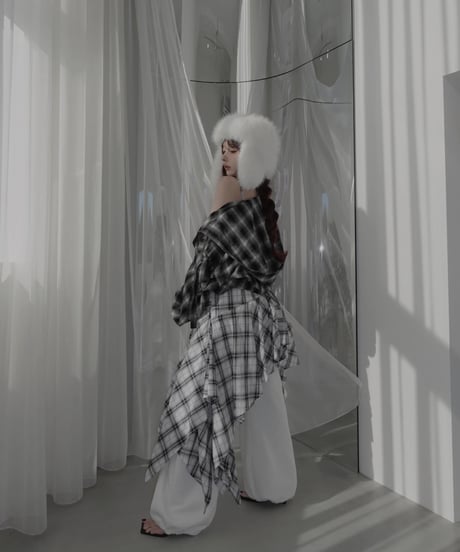 【White】レイヤードチェックワンピース / Layered Check Dress
