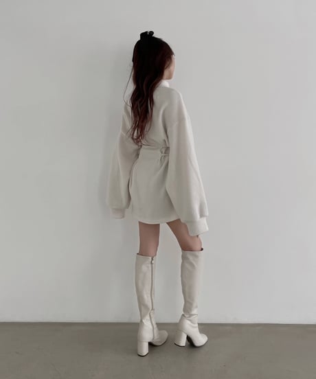 ウェストリボンニットチュニックワンピース /Waist Ribbon Knit Tunic One-piece