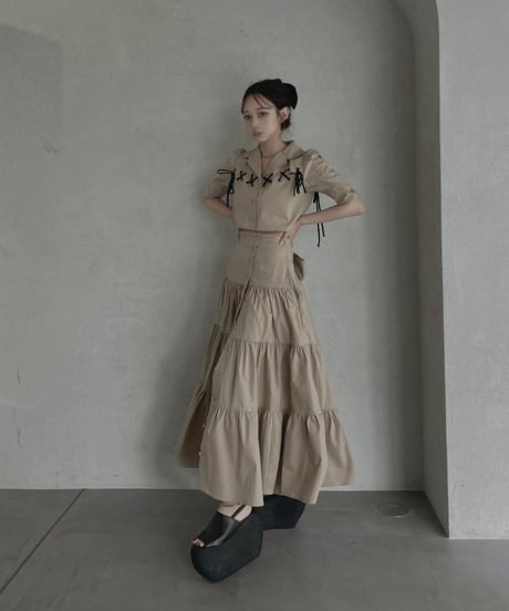 レースアップクロップドシャツ /Race-up Cropped Shirts