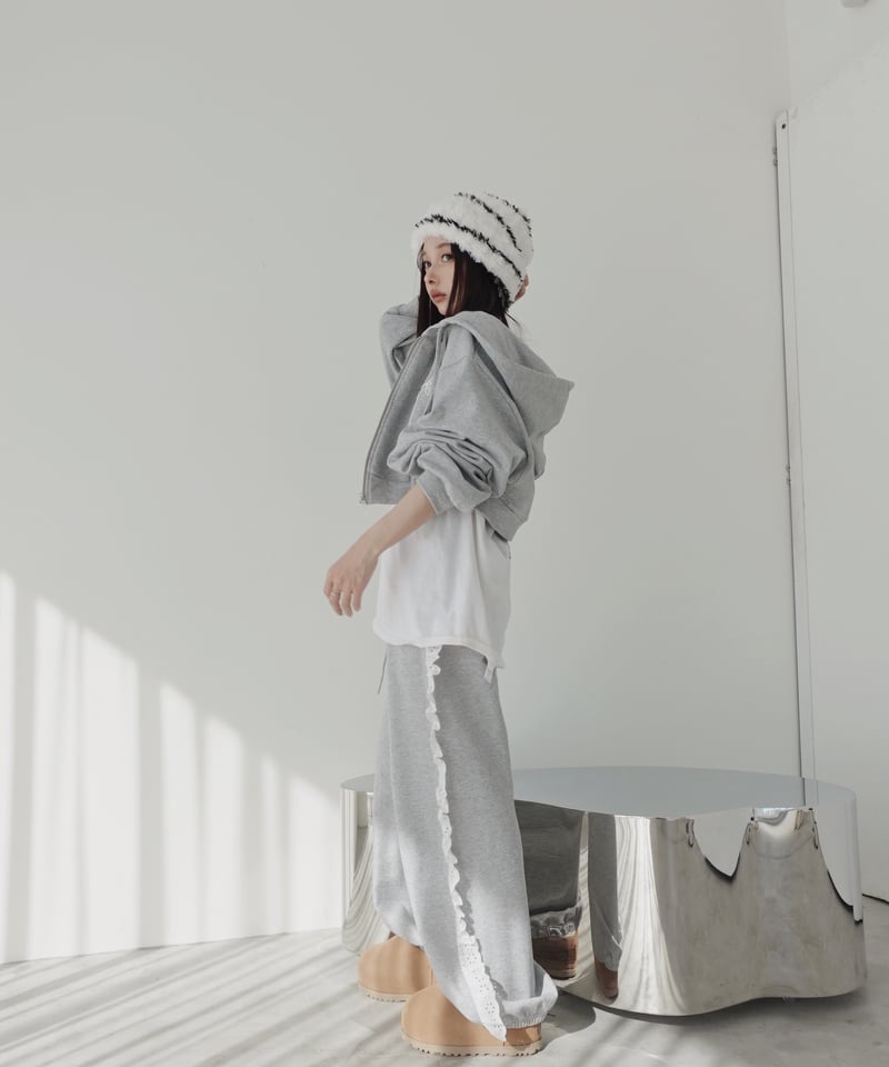 fiction tokyo ❤︎ Heart Zip-up Hoodie Gray】ハートジップアップフーディー /Heart Zip-up Hoodie | FIC