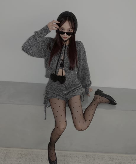 サイドリボンニットショートパンツ /Side Ribbon Knit Short Pants