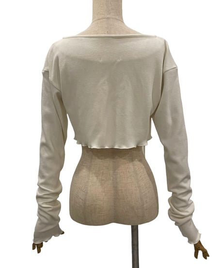 フリルヘムクロップドリボンニットカーディガン / Frill Hem Cropped Ribbon Knit Cardigan