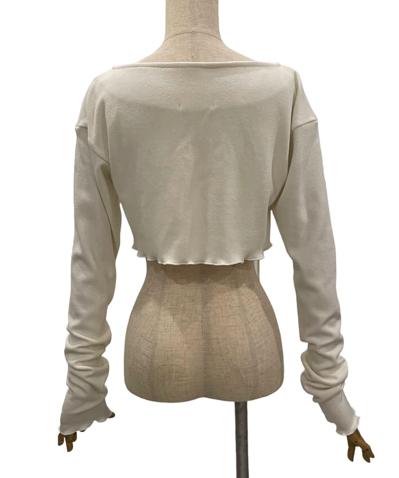 フリルヘムクロップドリボンニットカーディガン / Frill Hem Cropped  