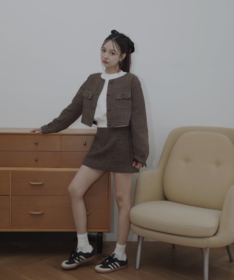 Brown］ツイードジャケット/ Tweed Jacket | FICTION TOKYO