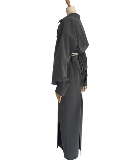 バックオープンシャツドレス / Back Open Shirts Dress